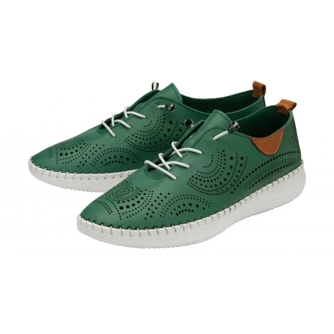 Green Leather Katya Casual Shoes | Lotus 2 Green Leather Katya Casual Shoes | Lotus - Image 2