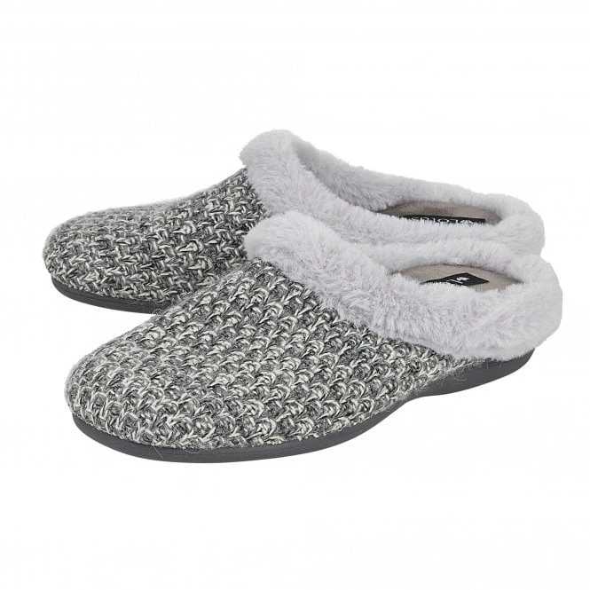 Grey Ada Textile Slippers | Lotus 2 Grey Ada Textile Slippers | Lotus - Image 2
