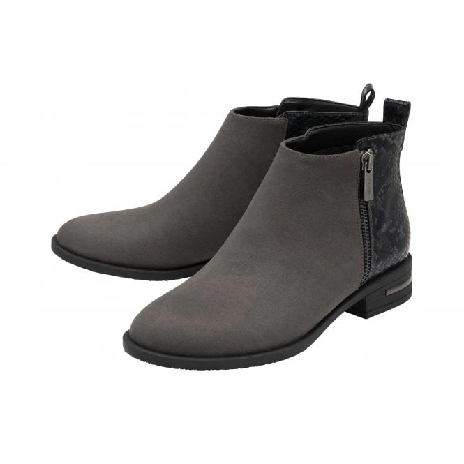 Grey & Black Snake-Print Anneka Ankle Boots | Lotus 2 Grey & Black Snake-Print Anneka Ankle Boots | Lotus - Image 2