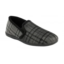 Grey Check Textile Ralf Full Shoe Slippers | Lotus