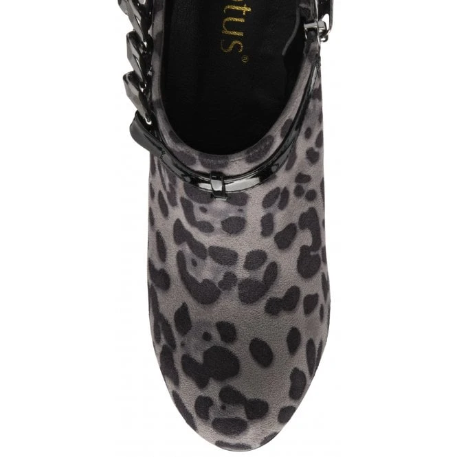 Grey & Leopard-Print Microfibre Alison Heeled Shoe-Boots | Lotus 4 Grey & Leopard-Print Microfibre Alison Heeled Shoe-Boots | Lotus - Image 4