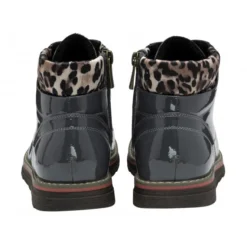 Grey & Leopard-Print Patent Naomi Lace-Up Ankle Boots | Lotus -Lotus Sale grey leopard print patent naomi lace up ankle boots lotus p13037 30739 medium