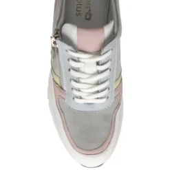 Grey Pastel Leather Suzuka Zip-Up Casual Trainers | Stressless By Lotus -Lotus Sale grey pastel leather suzuka zip up casual trainers stressless by lotus p13705 32944 medium