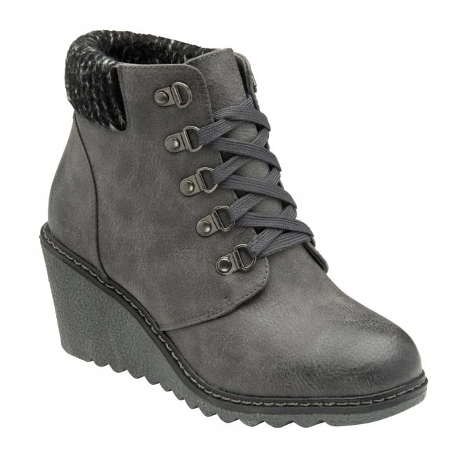 Grey Philomena Wedge Ankle Boots | Lotus 1 Grey Philomena Wedge Ankle Boots | Lotus
