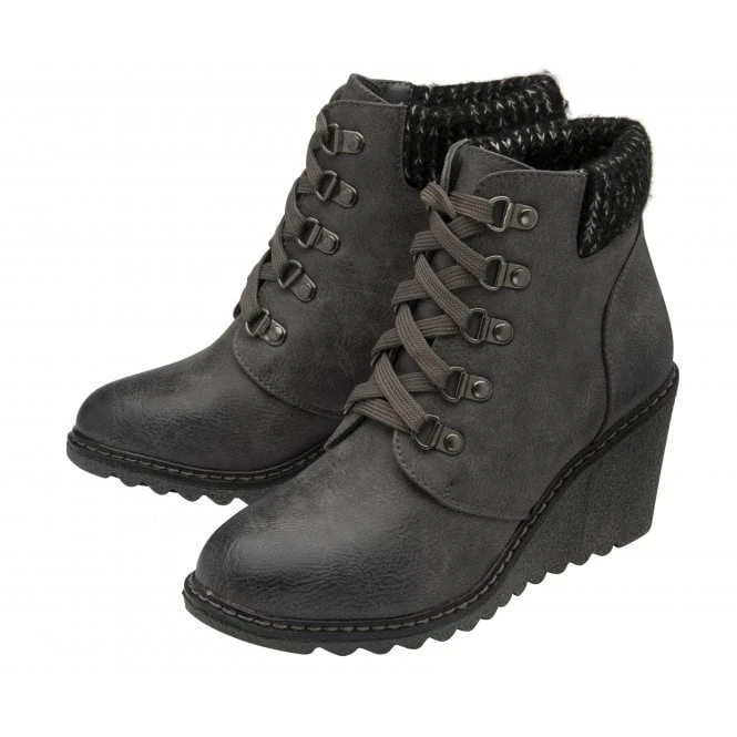 Grey Philomena Wedge Ankle Boots | Lotus 2 Grey Philomena Wedge Ankle Boots | Lotus - Image 2