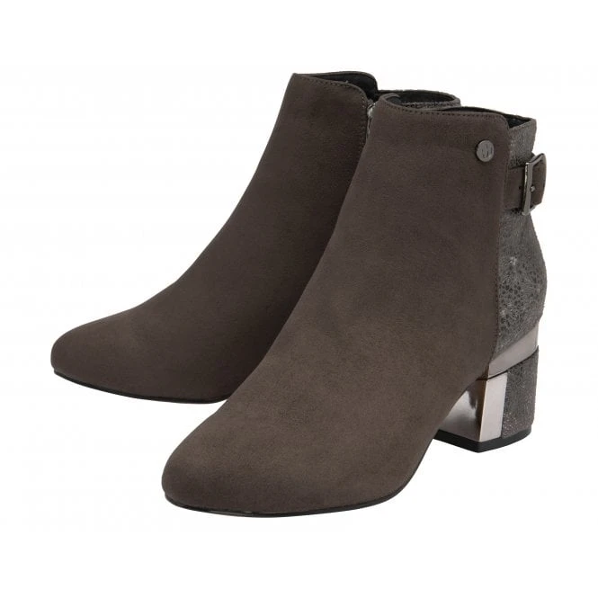 Grey Textile Cassandra Heeled Ankle Boots | Lotus 2 Grey Textile Cassandra Heeled Ankle Boots | Lotus - Image 2