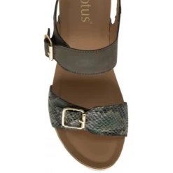 Khaki & Snake-Print Leather Brynlee Open-Toe Wedge Sandals | Lotus -Lotus Sale khaki snake print leather brynlee open toe wedge sandals lotus p13578 32700 medium