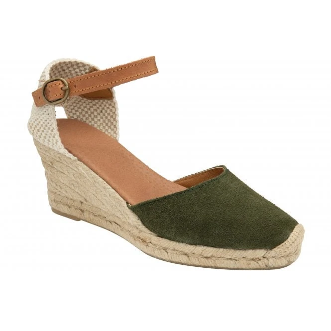 Khaki Suede Antonella Espadrille Wedge Shoes | Lotus 1 Khaki Suede Antonella Espadrille Wedge Shoes | Lotus