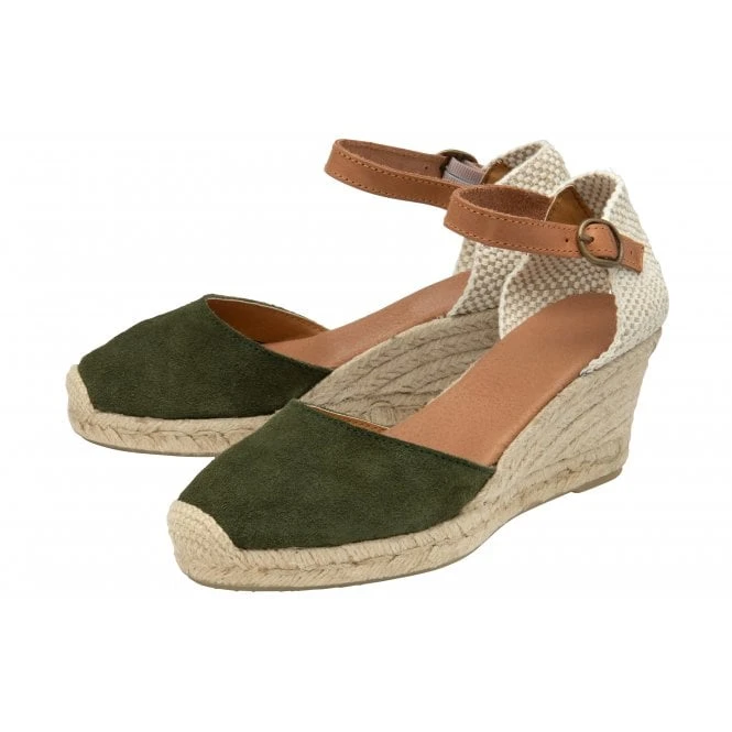 Khaki Suede Antonella Espadrille Wedge Shoes | Lotus 2 Khaki Suede Antonella Espadrille Wedge Shoes | Lotus - Image 2