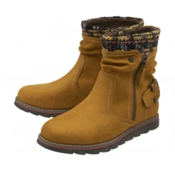 Mustard Textile Sandy Zip-Up Ankle Boots | Lotus -Lotus Sale mustard textile sandy zip up ankle boots lotus p13422 32357 medium