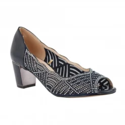 Navy & Diamante Immy Open-Toe Shoes | Lotus