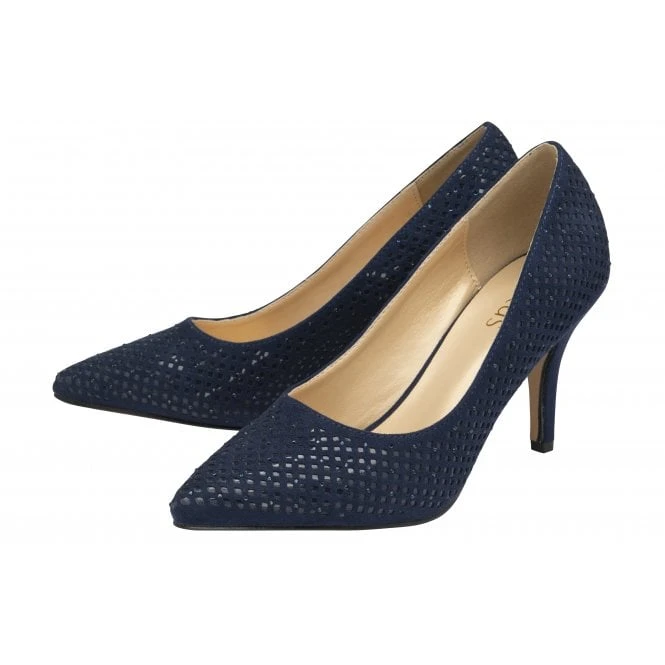 Navy & Diamante Kayla Court Shoes | Lotus 2 Navy & Diamante Kayla Court Shoes | Lotus - Image 2
