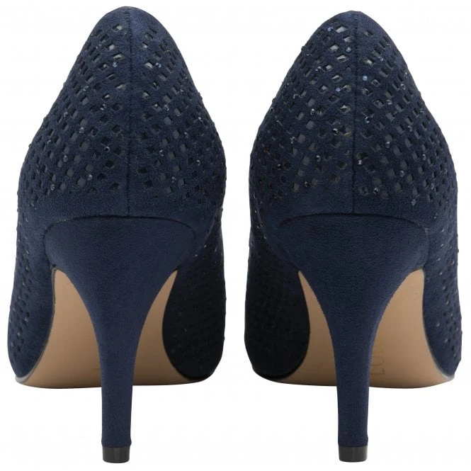 Navy & Diamante Kayla Court Shoes | Lotus 3 Navy & Diamante Kayla Court Shoes | Lotus - Image 3