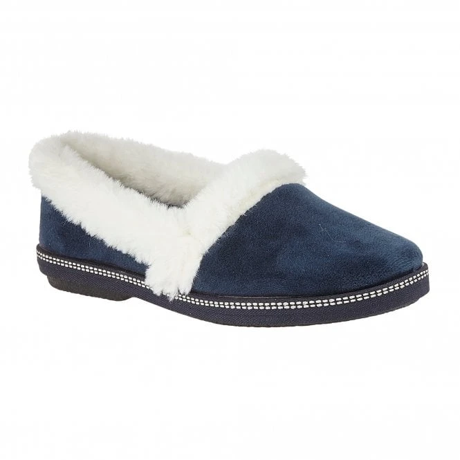 Navy Greta Textile Slippers | Lotus 1 Navy Greta Textile Slippers | Lotus
