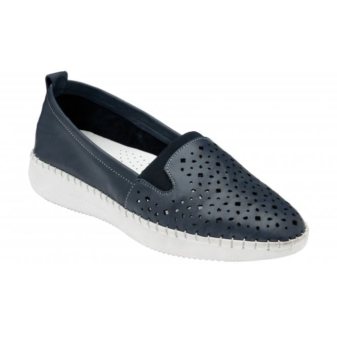 Navy Leather Francesca Slip-On Shoes | Lotus 1 Navy Leather Francesca Slip-On Shoes | Lotus