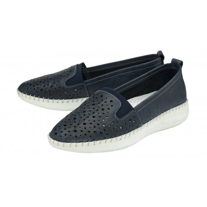 Navy Leather Francesca Slip-On Shoes | Lotus 2 Navy Leather Francesca Slip-On Shoes | Lotus - Image 2