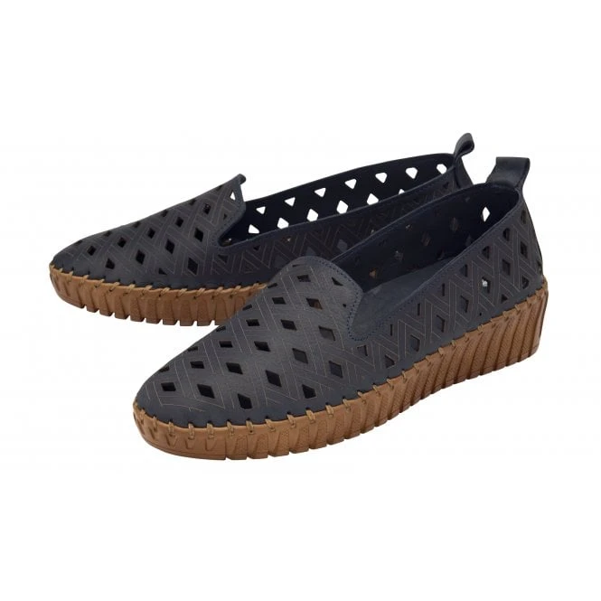 Navy Leather Karson Slip-On Shoes | Lotus 2 Navy Leather Karson Slip-On Shoes | Lotus - Image 2