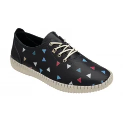 Navy Leather Kay Lace-Up Shoes | Lotus