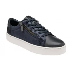Navy Leather & Snake-Print Sky Casual Trainers | Stressless By Lotus
