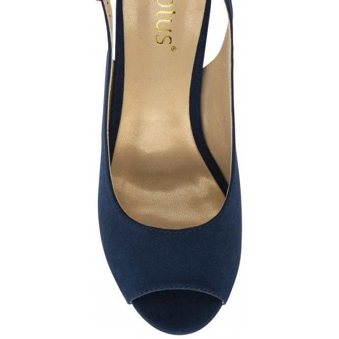 Navy Microfibre Evelyn Slingback Shoes | Lotus 4 Navy Microfibre Evelyn Slingback Shoes | Lotus - Image 4