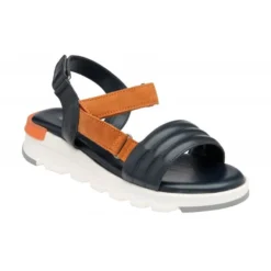 Navy & Orange Leather Verena Open-Toe Sandals | Stressless By Lotus