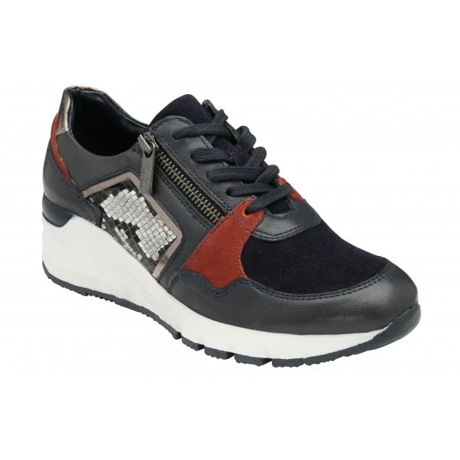 Navy & Snake-Print Leather Suzette Zip-Up Casual Trainers | Stressless By Lotus 1 Navy & Snake-Print Leather Suzette Zip-Up Casual Trainers | Stressless By Lotus