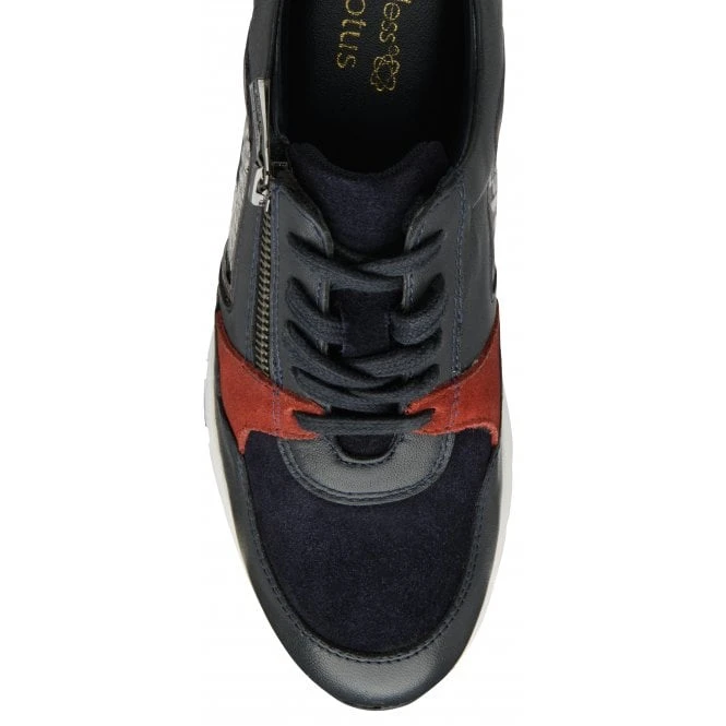 Navy & Snake-Print Leather Suzette Zip-Up Casual Trainers | Stressless By Lotus 4 Navy & Snake-Print Leather Suzette Zip-Up Casual Trainers | Stressless By Lotus - Image 4