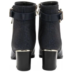 Navy Textile & Leopard-Print Monica Heeled Ankle Boots | Lotus -Lotus Sale navy textile leopard print monica heeled ankle boots lotus p13480 32290 medium