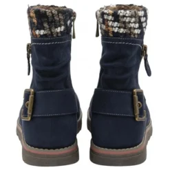 Navy Textile Sandy Zip-Up Ankle Boots | Lotus -Lotus Sale navy textile sandy zip up ankle boots lotus p13421 32362 medium