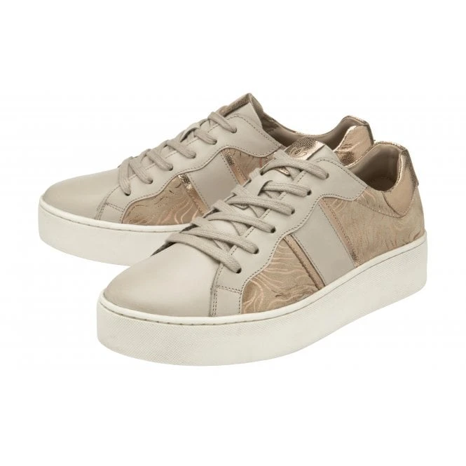 Nude & Metallic-Print Leather Simone Casual Trainers | Stressless By Lotus 2 Nude & Metallic-Print Leather Simone Casual Trainers | Stressless By Lotus - Image 2