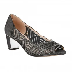 Lotus Sale 36 Pewter & Diamante Immy Open-Toe Shoes | Lotus