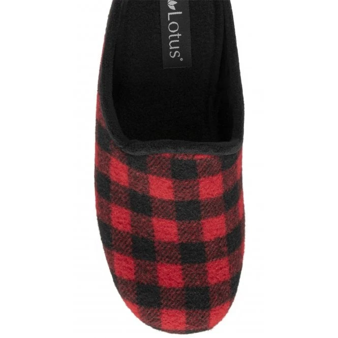 Red Check Textile Fletcher Mule Slippers | Lotus 4 Red Check Textile Fletcher Mule Slippers | Lotus - Image 4