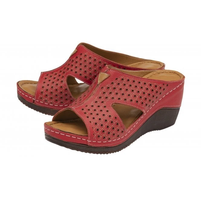Red Leather Genevieve Mule Sandals | Lotus 2 Red Leather Genevieve Mule Sandals | Lotus - Image 2