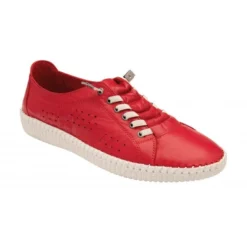 Red Leather Kamari Casual Shoes | Lotus