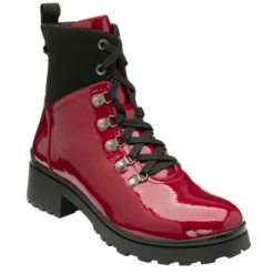 Red Patent Alder Zip-Up Ankle Boots | Lotus
