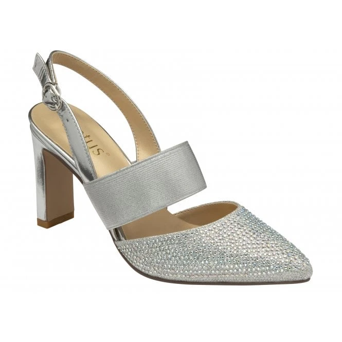 Silver & Diamante Joie Slingback Court Shoes | Lotus 1 Silver & Diamante Joie Slingback Court Shoes | Lotus