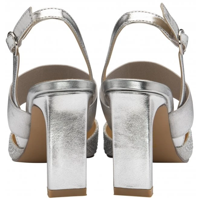 Silver & Diamante Joie Slingback Court Shoes | Lotus 3 Silver & Diamante Joie Slingback Court Shoes | Lotus - Image 3