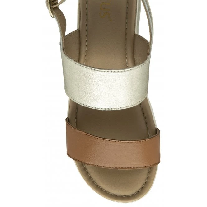 Tan & Gold Leather Madelyn Wedge Sandals | Lotus 4 Tan & Gold Leather Madelyn Wedge Sandals | Lotus - Image 4