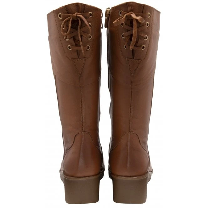 Tan Leather Dara Mid-Calf Wedge Boots | Lotus 3 Tan Leather Dara Mid-Calf Wedge Boots | Lotus - Image 3