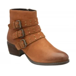 Tan Leather Emelia Zip-Up Ankle Boots | Lotus