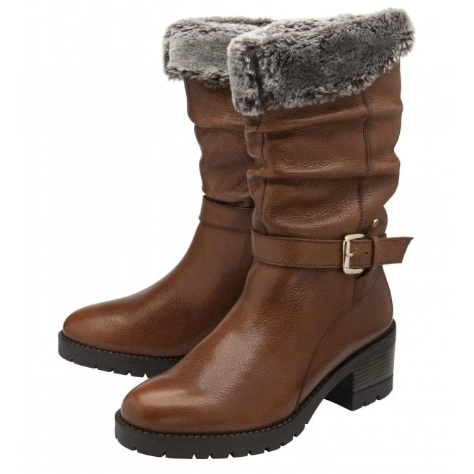 Tan Leather Sarah Mid-Calf Boots | Stressless By Lotus 2 Tan Leather Sarah Mid-Calf Boots | Stressless By Lotus - Image 2