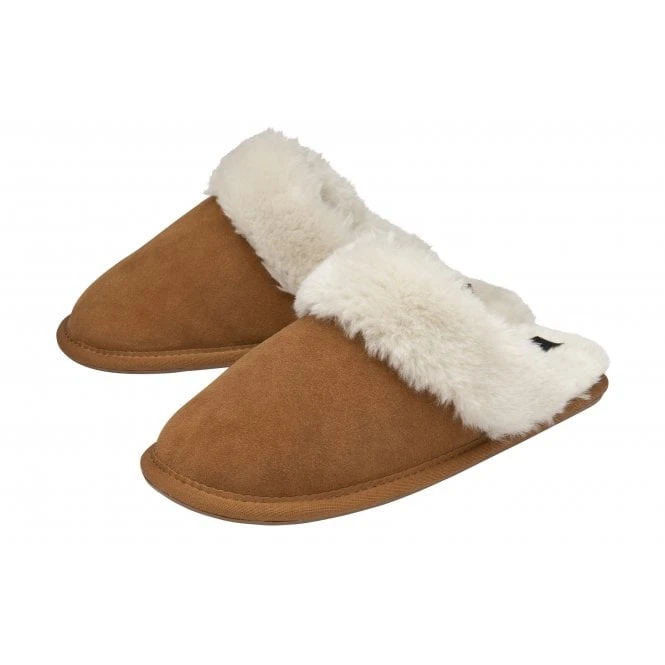 Tan Suede Cressida Mule Slippers | Lotus 2 Tan Suede Cressida Mule Slippers | Lotus - Image 2