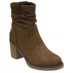 Tan Textile Danica Heeled Ankle Boots | Lotus