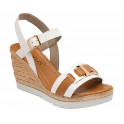 White Carina Open-Toe Wedge Sandals | Lotus