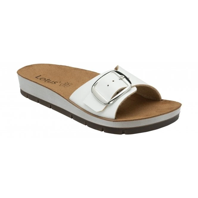 White Dasha Open-Toe Mule Sandals | Lotus 1 White Dasha Open-Toe Mule Sandals | Lotus