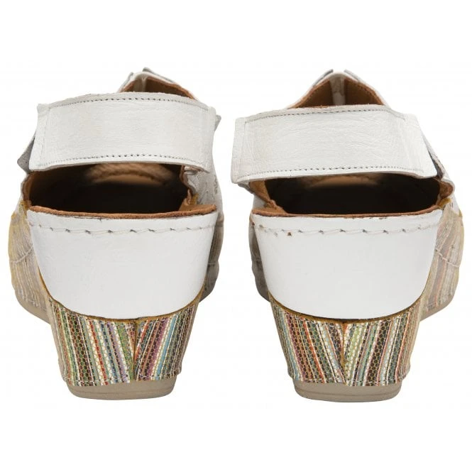 White Leather Deniz Wedge Shoes | Lotus 3 White Leather Deniz Wedge Shoes | Lotus - Image 3