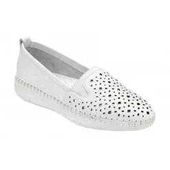 White Leather Francesca Slip-On Shoes | Lotus