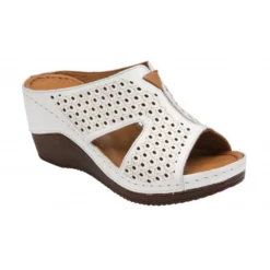 White Leather Genevieve Mule Sandals | Lotus