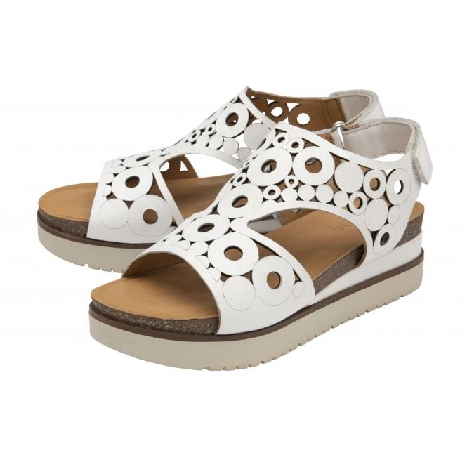 White Leather Melbourne Open-Toe Flatform Sandals | Lotus 2 White Leather Melbourne Open-Toe Flatform Sandals | Lotus - Image 2