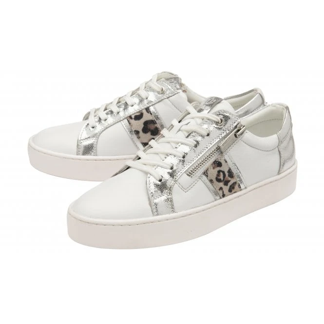 White & Leopard-Print Leather Sahara Zip-Up Trainers | Stressless By Lotus 2 White & Leopard-Print Leather Sahara Zip-Up Trainers | Stressless By Lotus - Image 2